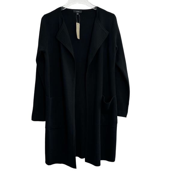 J. Crew Juliette Collarless Sweater Blazer Size XS Black Cotton Merino Blend New - Picture 1 of 8